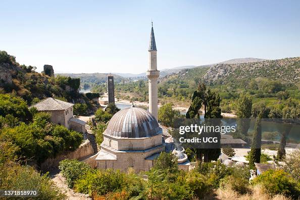 Mosque. Pocitelj. Ancient Town and Neretva River. Bosnia and Herzegovina. Europe Mosque. Pocitelj. Ancient Town and Neretva River. Bosnia and Herzegovina. Europe