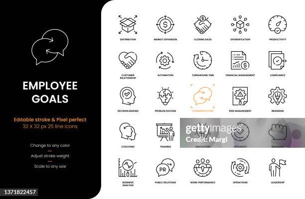 employee goals line icons - resilience stock illustrations
