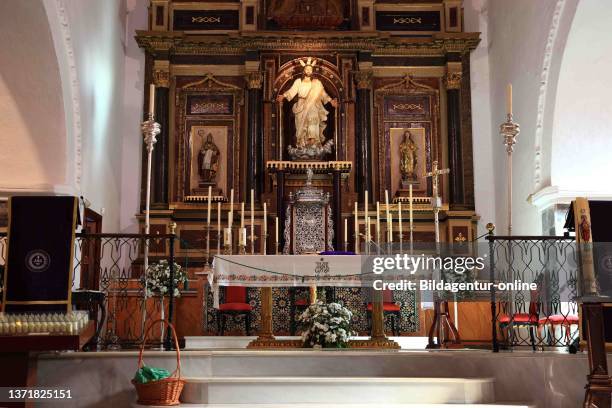 Spain, Andalusia, Vejer de la frontera, white village in Cadiz province, church Iglesia Divino Salvador, inside.