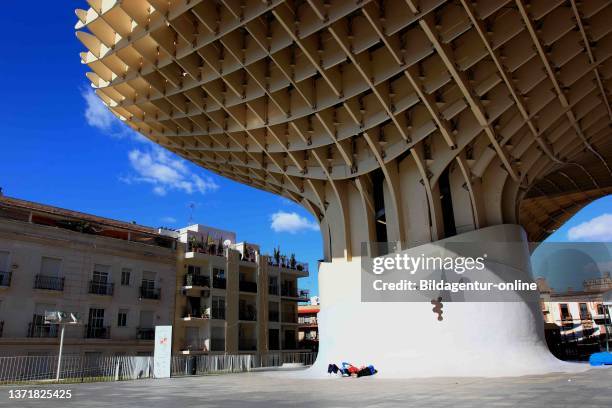 Spain, Andalusia, historic center of Seville, the Metropol Parasol is a work of art on the square Plaza de la Encarnacion.