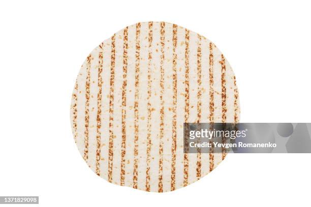 grilled wheat tortilla isolated on white background - lavash stock-fotos und bilder
