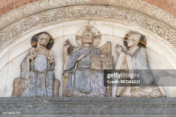 High relief outside the duomo, lodi, Italy.