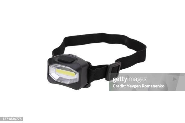 head torch isolated on white background - strap stock pictures, royalty-free photos & images