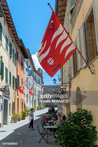Old Town. Via Ricasoli street. Montalcino. UNESCO. World Heritage Site. Tuscany. Italy. Europe.
