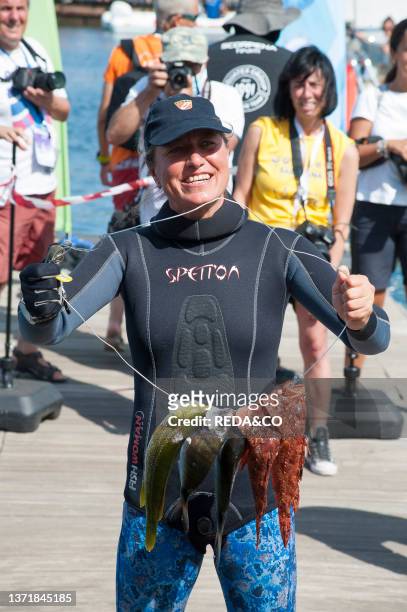 Magdalena Sart Bonin, Team women Spain, World Champion of Spearfishing World Championship 2021, Arbatax, Tortolì, Sardinia, Italy, Europe.