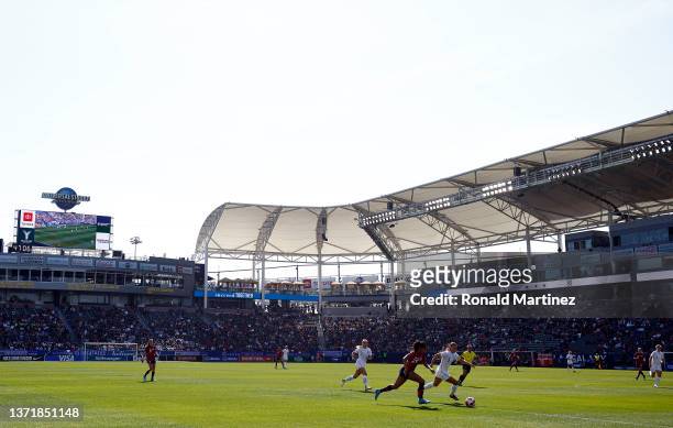 General view of play between United States and New Zealand during the 2022 SheBelieves Cup at Dignity Health Sports Park on February 20, 2022 in...