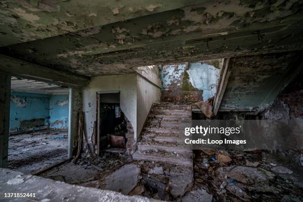 The interior of an abandoned Soviet-era factory in Sukhum in Abkhazia.