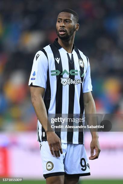 Beto of Udinese Calcio looks on during the Serie A match between Udinese Calcio and SS Lazio at Dacia Arena on February 20, 2022 in Udine, Italy.