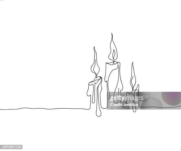 candles line art - prayer candle stock illustrations