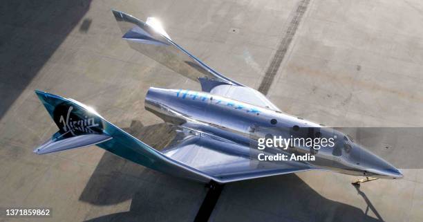 United States, New Mexico: Spaceport America, . Presentation of the VSS Imagine , Virgin Galactic's second suborbital rocket powered crewed...