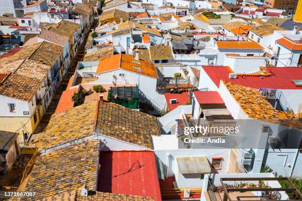 Seaside resort along the Mediterranean Sea, Alicante Province. Rooftop view of the Old Town.