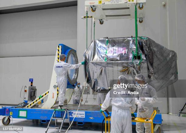 Guiana, Kourou, Guiana Space Center , : SEOSAT verticalization at S5C. The SEOSAT/Ingenio satellite will be launched by a Vega launcher at an...