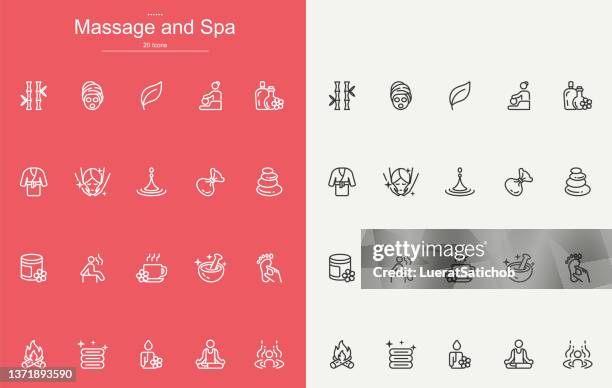 massage and spa line icons design - foot spa stock illustrations