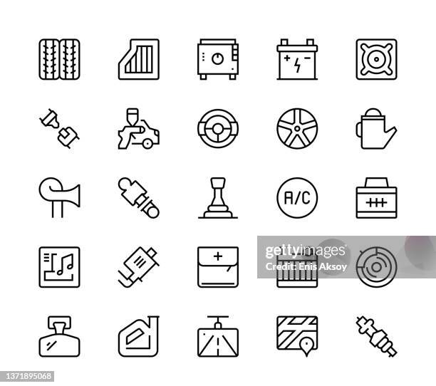 auto spare parts icons - car radio stock illustrations