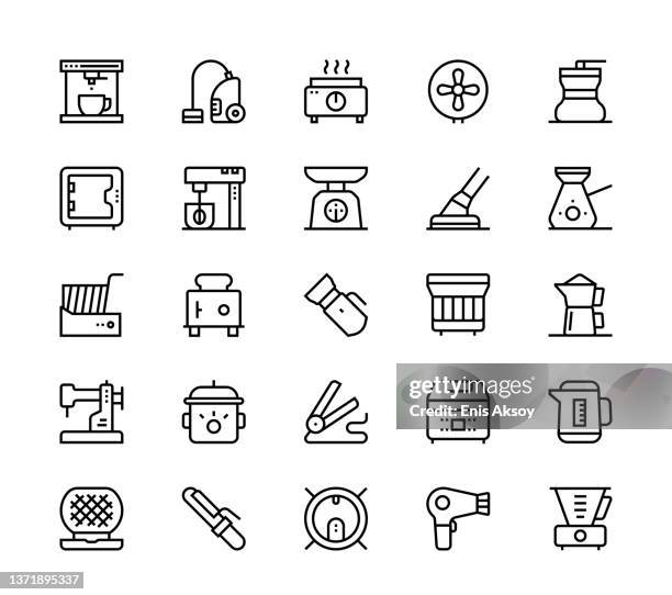 household appliances icons - hot plate bbq stock illustrations