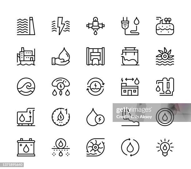 water energy icons - dam icon stock illustrations