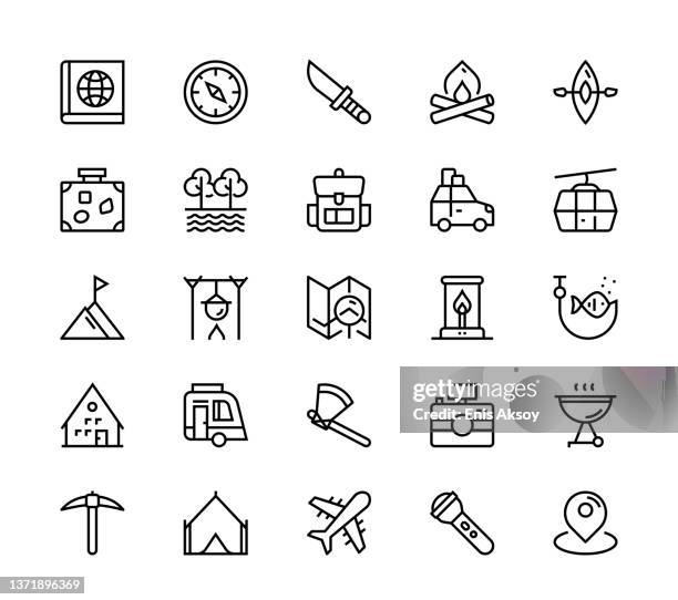 adventure icons - pickaxe stock illustrations