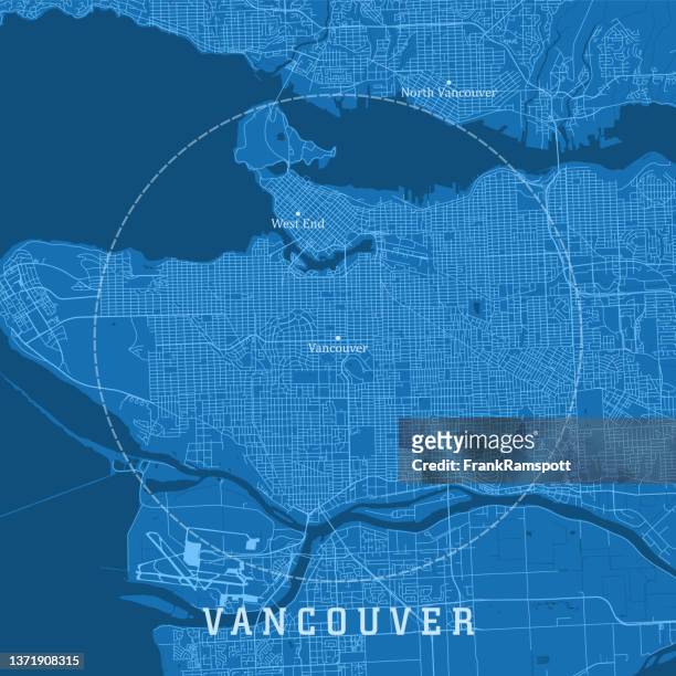 vancouver bc city vector road map blue text - vancouver stock illustrations