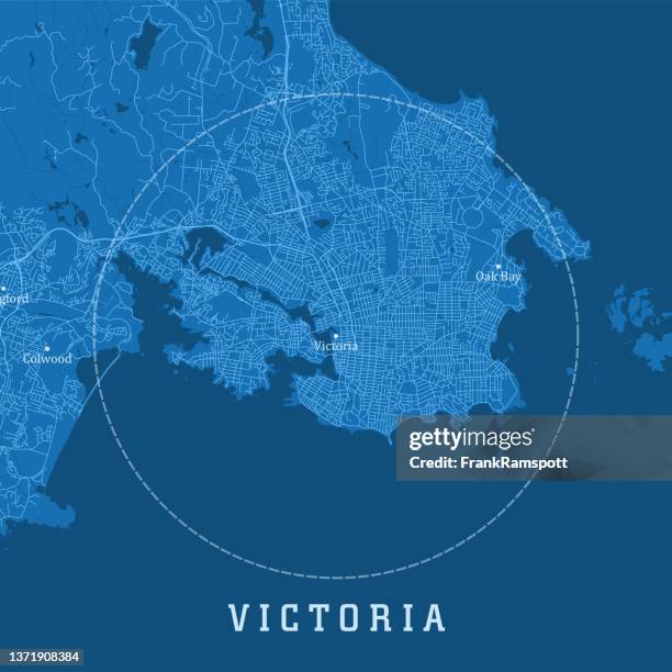 victoria bc city vector road map blue text - victoria bc road stock illustrations