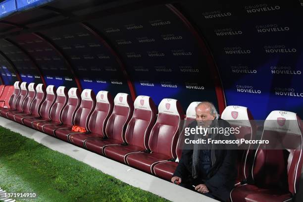 Walter Sabatini US Salernitana Sports director during the Serie A match between US Salernitana and AC Milan at Stadio Arechi on February 19, 2022 in...