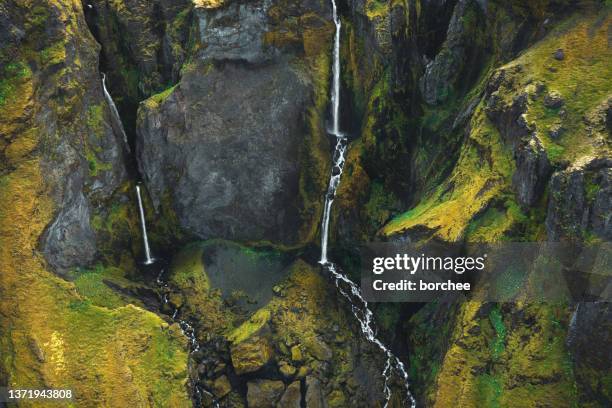 waterfalls in south iceland - southern rock stock pictures, royalty-free photos & images