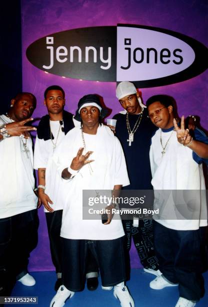 Rappers Birdman , Juvenile , Lil Wayne , B.G. And Mannie Fresh of Cash Money Millionaires poses for photos after rehearsals for their performance on...