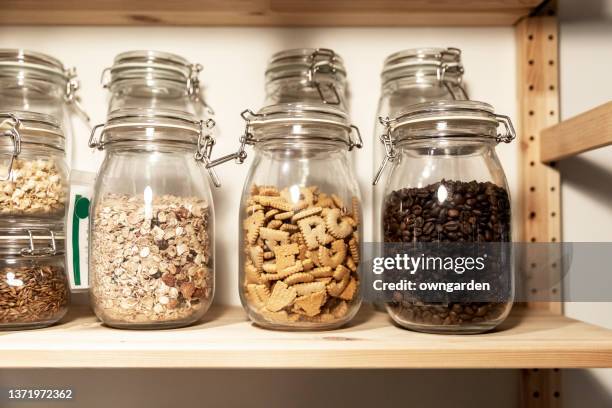 close-up home pantry - jars kitchen stock pictures, royalty-free photos & images