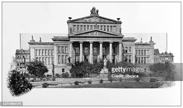 stockillustraties, clipart, cartoons en iconen met antique travel photographs of berlin and germany: royal theatre - copenhagen