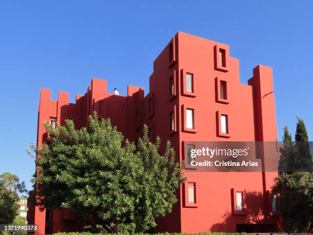 La Muralla Roja, Red Wall Building, apartment complex designed by Ricardo Bofill on September 8, 2021 in Calpe, Spain.