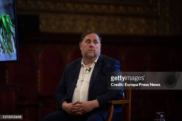 Leader, Oriol Junqueras, at the debate 'Escort, Europe', on 21 February, 2022 in Barcelona, Catalonia, Spain. This closing of the cycle of events...
