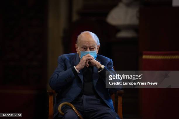 The former president of the Generalitat Jordi Pujol at the debate 'Escolta, Europa', on 21 February, 2022 in Barcelona, Catalonia, Spain. This...