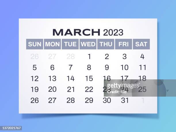 march 2023 calendar - monthly event stock illustrations