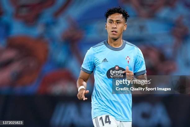 Renato Tapia of Celta de Vigo looks on during the La Liga Santander match between RC Celta de Vigo and Levante UD at Abanca Balaidos Stadium on...