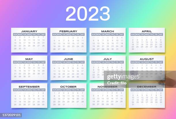 modern 2023 simple calendar design - annual calendar stock illustrations