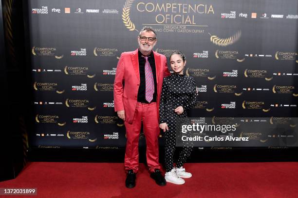 Pablo Carbonell and Mafalda Carbonell attend 'Competencia Oficial' premiere at the Capitol Cinema on February 21, 2022 in Madrid, Spain.