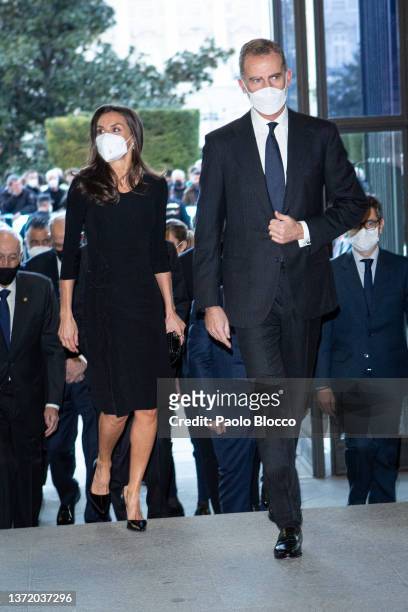 Queen Letizia of Spain and King Felipe VI of Spain attend the 5th centenary of the death of Antonio Nebrija commemorating gala at the Royal Theatre...