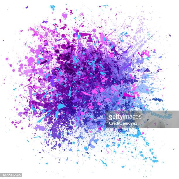 blaue und rosa grunge paint splash vector illustration - confetti explosion stock-grafiken, -clipart, -cartoons und -symbole