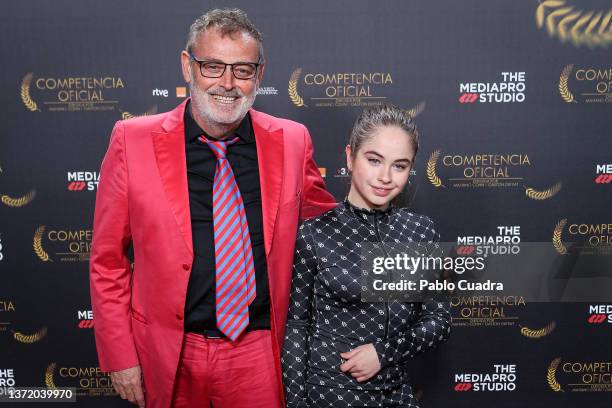 Pablo Carbonell and Mafalda Carbonell attend the 'Competencia Oficial' premiere at Capitol Cinema on February 21, 2022 in Madrid, Spain.