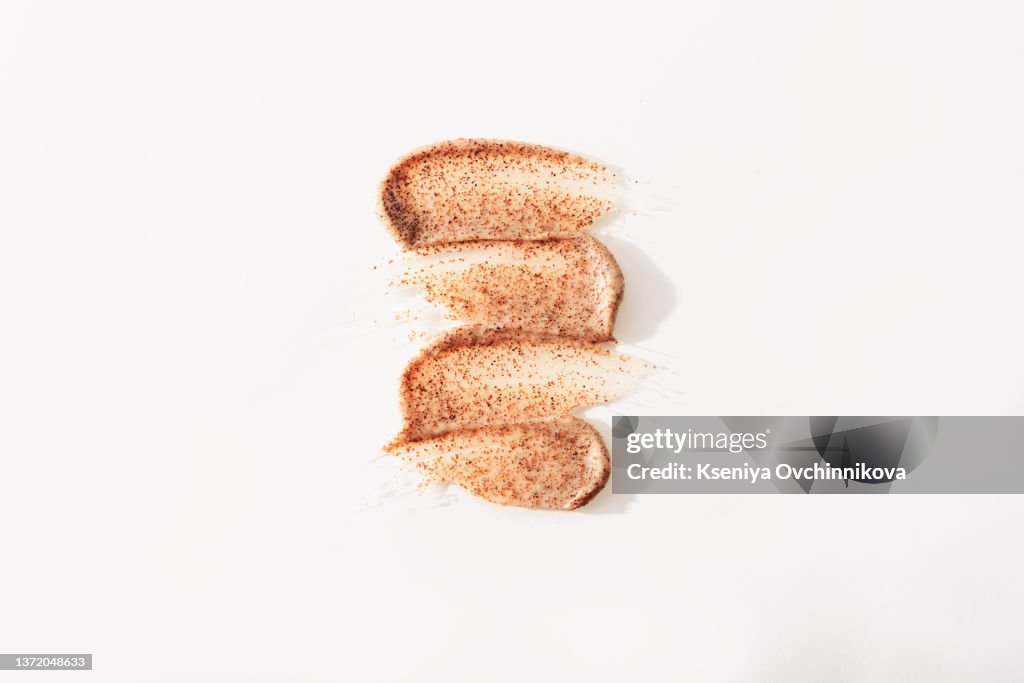 Tone foundation, eye shadow, concealer and highlighter isolated on white background. Cosmetic set