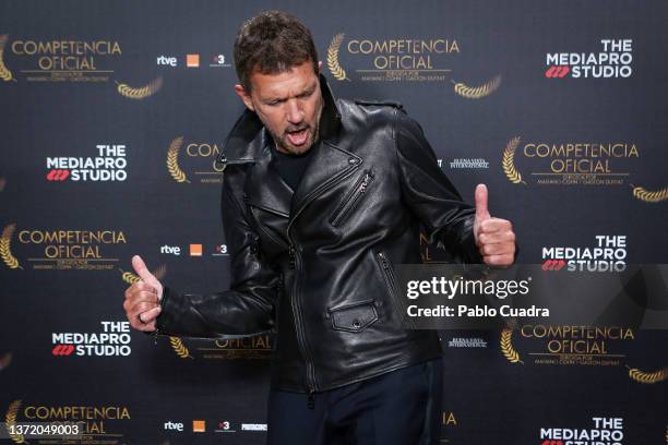 Spanish actor attends the 'Competencia Oficial' premiere at Capitol Cinema on February 21, 2022 in Madrid, Spain.