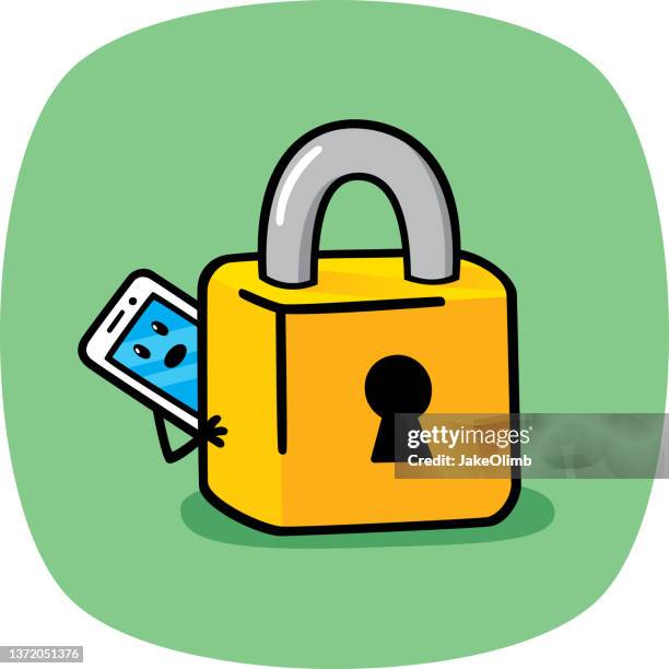 smartphone lock doodle - emoji iphone stock illustrations