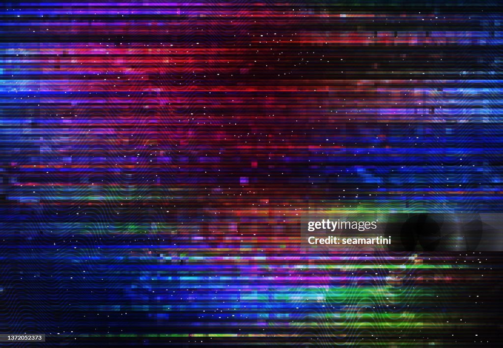 Distorted Color Machine Glitch Effect Digital Color Distortion Screen High-Res Vector Graphic ...