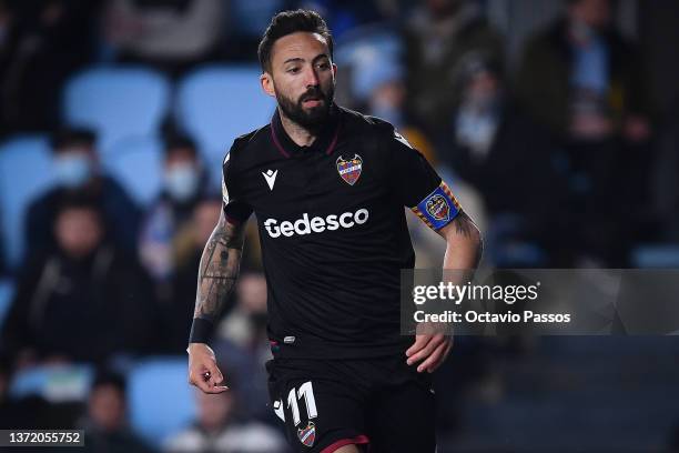 José Luis Morales of Levante in action during the LaLiga Santander match between RC Celta de Vigo and Levante UD at Abanca-BalaÌdos on February 21,...