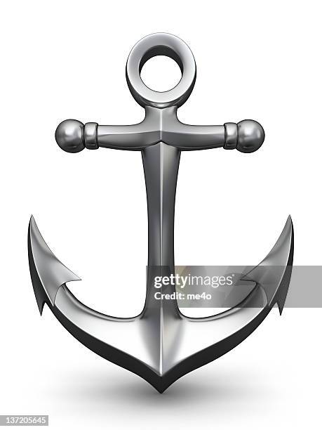 3d metal anchor symbol - anchored stock pictures, royalty-free photos & images