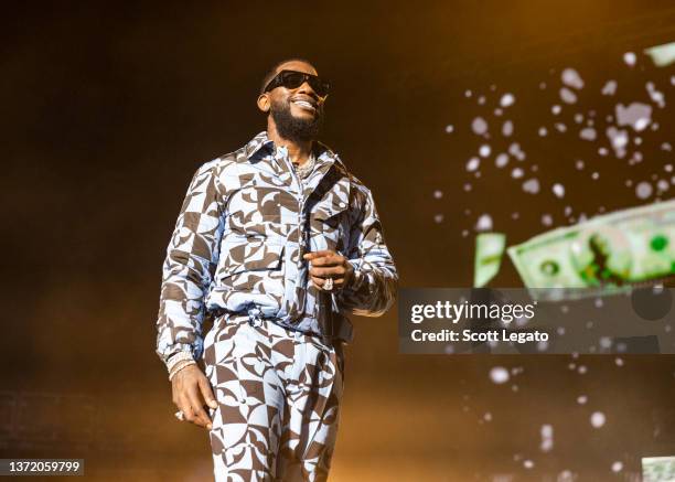 Gucci Mane performs at Little Caesars Arena on February 21, 2022 in Detroit, Michigan.