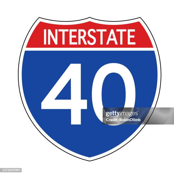 stockillustraties, clipart, cartoons en iconen met interstate 40 road sign - interstate snelweg amerika