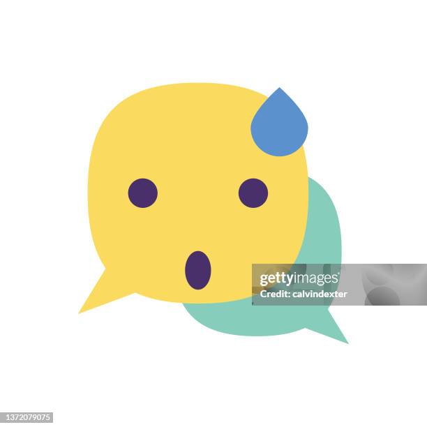 emoticon on speech bubble - sweating icon stock illustrations