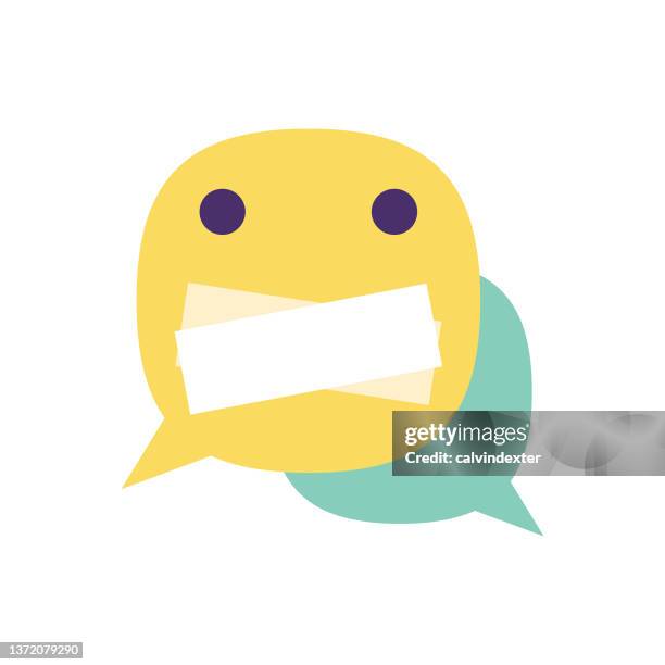 emoticon on speech bubble - communication problems stock illustrations