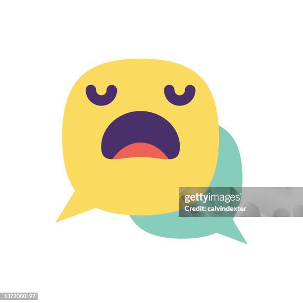 emoticon on speech bubble - snoring stock illustrations