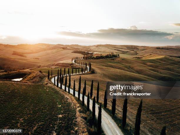 winding road in tuscany - italy imagens e fotografias de stock